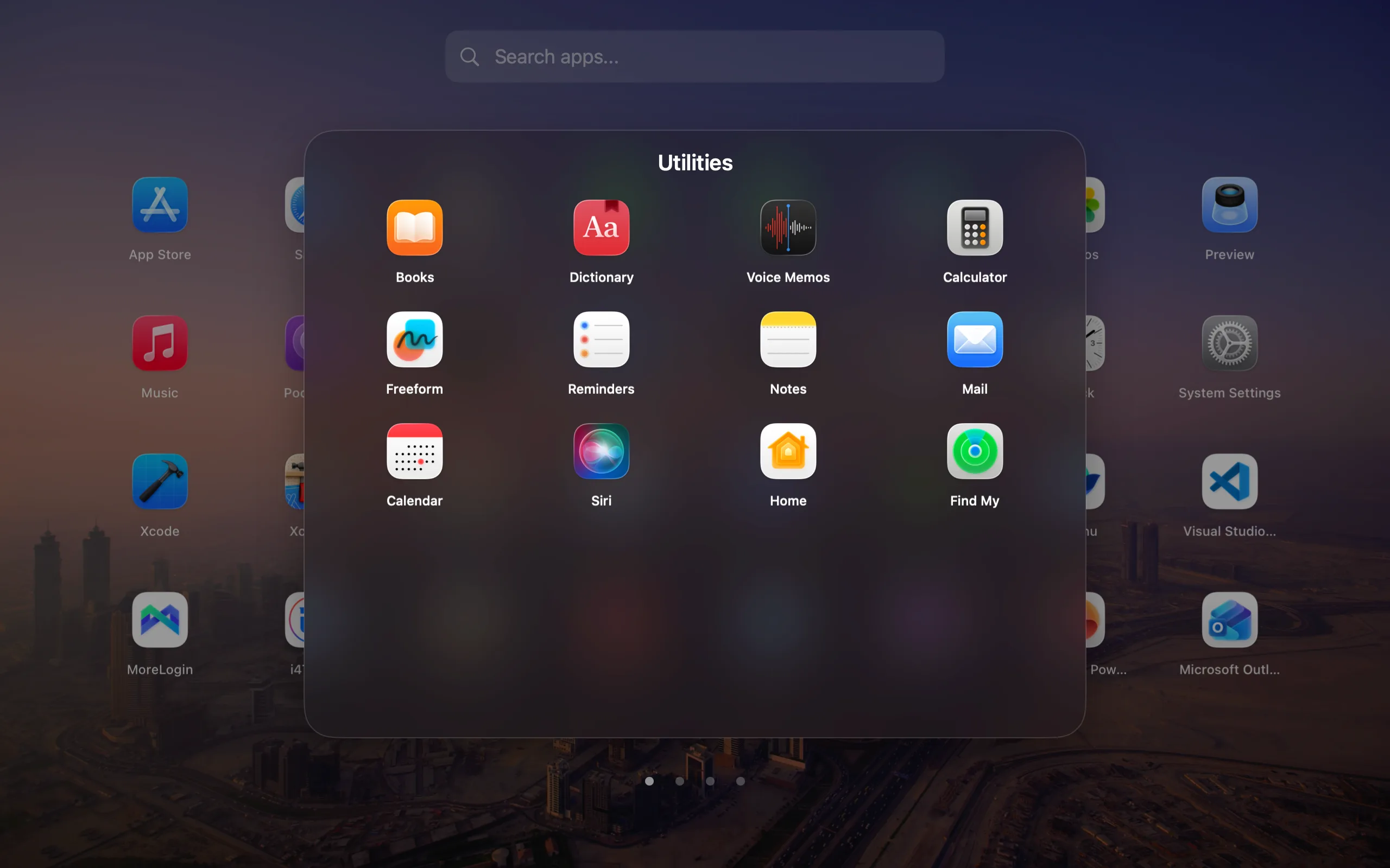 Facet fullscreen launcher with a folder expanded over the app grid
